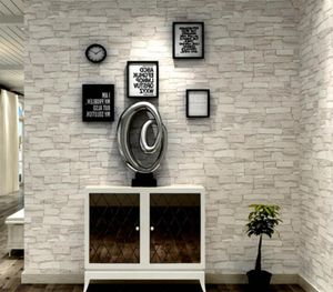 Papier peint en brique en pierre vintage blanc crème pour les murs Faux 3D Fonds d'écran pour restauration de salon Papier mural non tissé 3445932