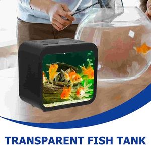 Creative Aquarium LED Décoration Petit Aquarium Boîte d'élevage de poissons Betta Transparent Fish Tank LED Light Goldfish Fish Tank 240314