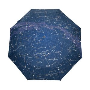 Creative Automatic 12 Constelation Universe Galaxy Space Stars Sombrilla Star Mapa Starry Sky Plegable Umbrella para Mujeres T200117