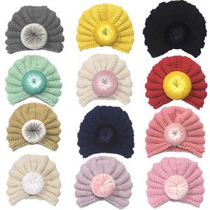 Creative Baby Kids Warmer Knit Cute Ball Caps Invierno Otoño Niñas Niños Knitting Wool Elastic Hats Infant Turban Hats DH0822 T03