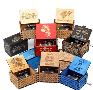 Caja de música de madera con decoración clásica creativa Todo tipo de imágenes Mano grabada Sacudida motivada Harry Poters Adornos Cajas de música Soporte personalizado