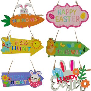 Creative Easter Party Crafts Creative Home Decoration DIY Handmade Rabbit Wooden Sign Pendentif