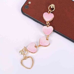 Moda creativa amor corazón corto pulsera adornos Anti-pérdida Universal teléfono móvil cadena cordón encanto móvil colgante cordón