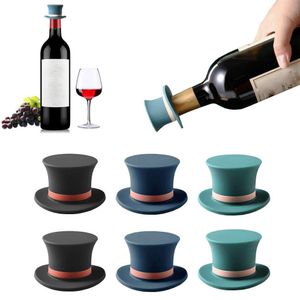 Tapón de vino de silicona con forma de sombrero creativo, tapón de almacenamiento reutilizable sellado al vacío, herramienta de barra de cocina para champán