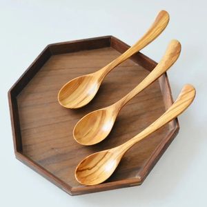 Cucharas de madera con mango largo de estilo japonés creativo, cuchara para miel, vajilla de oliva, cuchara agitadora, cuchara para sopa, vajilla AU24