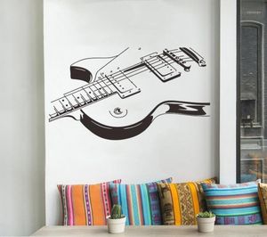 Autocollant Mural créatif de grande taille pour guitare musicale, décoration de chambre à coucher, sparadrap d'art Mural, papier peint personnalisé, autocollants 16927670