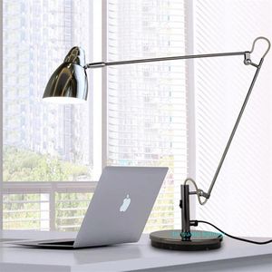 Lampe de bureau LED pliante à bras Long en métal, créative, pour le travail, l'apprentissage, la lecture, le chevet, la chambre à coucher, l'étude, lampe de Table LED