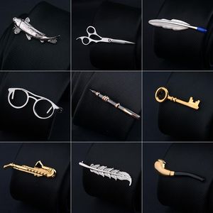 Corbata de Metal creativa para camisa Formal, alfiler de corbata dorado para ceremonia de boda, regalos de fiesta Unisex, Clips personalizados a la moda