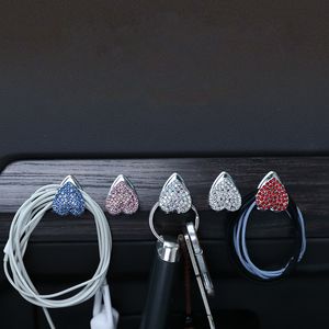 Mini ganchos creativos y ostentosos para coche, ganchos montados en el coche con diamantes de imitación de cristal para bolsa de comestibles, decoraciones para la pared del hogar, colgante para puerta