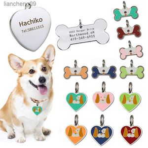 Colgante creativo para mascotas con letras en forma de corazón, etiqueta para perro, collar para perro con hueso antipérdida, llavero de Metal bonito L230620