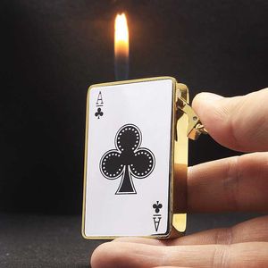 Poker créatif sans briquet à gaz galvanoplastie briquets à flamme nue gonflables accessoires pour fumeurs pour hommes cadeau de cigarette DL5T 7BW0