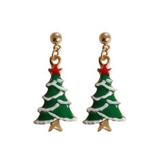 Creative Santa Claus Christmas Tree Bell Studs Pendientes encantadores Joyas de chicas de esmalte