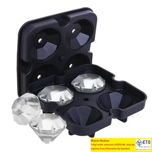 Creative Silicone Ice Cube Maker Diamant Forme Moule Seaux Plateau 3D Vin Cocktail Party Bar Accessoires Couleur Noire