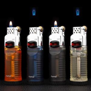 Créatif petite flamme mode briquet verrouillage fonction gaz Butane feu volant allume-cigare cadeau exquis pour hommes KM5N