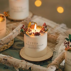 Cera de soja creativa con soporte de madera, velas románticas de aromaterapia, velas de pilar para Navidad, boda, fiesta, decoración del hogar, regalo