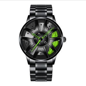 Creativo Especial 3D Hollow Out Diseño Rueda Cuarzo Reloj para hombre Venta caliente Relojes de personalidad ocasionales Moda Popular Banda de acero Relojes de pulsera