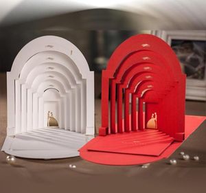 Tarjetas de invitación de boda de nivel creativo Tarjeta de invitación imprimible blanca y roja con tarjeta sellada de sobre4520260