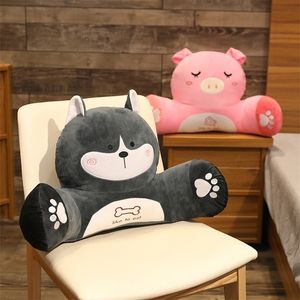 Taille créative peluche logiciel dessin animé animal bureau coussin de siège rose cochon rempli poupée climatisation couverture 2-en-1 Nappin T200901