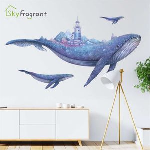 Creative Wall Sticker Fantasy Baleine Accueil Stikers Enfants Chambre Décoration Décor À La Maison Auto-adhésif Chambre Salon Mur Décor 210929