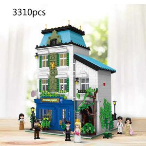 Creator City Street View European Florist Moc Building Block Figuras Streetscape Flower Shop Ladrillos Colección de juguetes para regalos Q0823