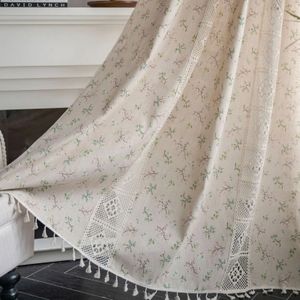 Rideau carré au crochet – Style américain, mélange de coton et de lin, 220 g/m², parfait pour le salon, la chambre à coucher et la décoration de fenêtre 240111