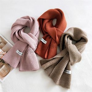 Écharpe croisée tricotée en laine, écharpe de cou, garde au chaud en hiver, étiquette en tissu, bandeau d'extérieur, châle en tricot doux et épais
