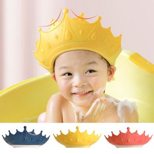Gorro de ducha de bebé ajustable con corona, champú, baño, lavado, gorro protector para el cabello, protege a los niños, impermeable, previene el agua en la oreja para niños