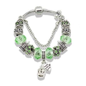Bracelet à breloques avec pendentif couronne pour Pandora, chaîne serpent plaquée argent 925, chaîne à main, bijoux de mariage pour femmes, cadeau de petite amie, bracelets à breloques de couleur avec boîte d'origine