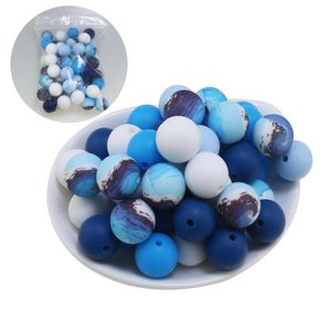 Crystal 100pcs / lot Série bleue Couleurs mixtes Perles de silicone