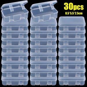 Crystal 30 unids/pack pequeña caja de almacenamiento transparente de plástico para recipiente para joyas, caja para el hogar, cuentas para manualidades, paquete, cajas transparentes