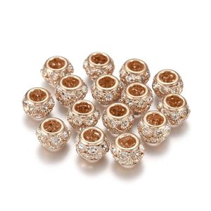 Cristal 50pcs en laiton cristal strass perles européennes perles d'espacement en vrac pour la fabrication de bijoux bracelet à bricoler soi-même collier 12x8mm