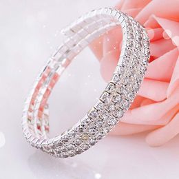 Crystal Bridal Bracelet Barato En Stock Rhinestone Envío Gratis Accesorios de Boda One Piece Silver Factory Sale Joyería Nupcial 2015