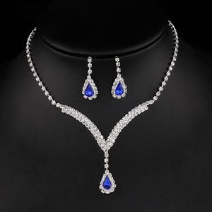 Crystal Bridal Party Prom Jewelry Set silver plated necklace diamond earrings Wedding jewelry sets for bride Bridesmaids women Bridal Accessories ZJ20