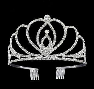 Tiara nupcial de cristal, desfile de fiesta, corona de lujo, coronas de boda plateadas, diadema, pinzas para el cabello baratas, accesorios para el cabello de boda Of5532598