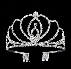 Tiara nupcial de cristal, desfile de fiesta, corona de lujo, coronas de boda plateadas, diadema, pinzas para el cabello baratas, accesorios para el cabello de boda Of3791659