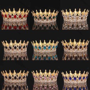 Crystal Crown Tiara Bridal Hair Accessories Crystal Round Crown Hair Jewelry For Women Queen Party Crown Tiaras Gift 211214