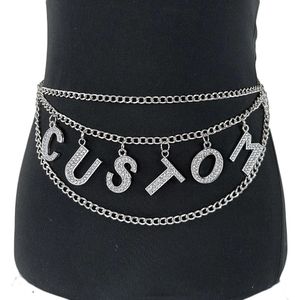 Crystal Custom Diy Big Letters Chain Belt Warm Sexy Femmes Rhineston Déclaration de nom Lettre Cosplay Cosplay Accessory Gift 240326