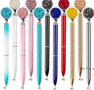 Crystal Element Roller Ball Pen Big Diamond Stylos à bille Gem Wedding Office Supplies Cadeau 11 Couleurs RRB13217
