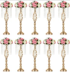 Soporte de florero de cristal, centros de mesa de boda para mesa, soporte de flores doradas, soporte de flores de cristal, centros de mesa de boda