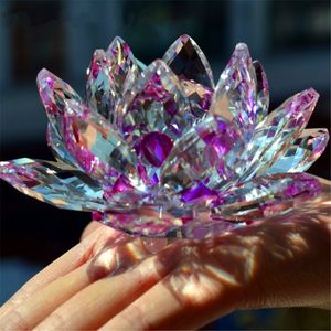 Fleur de Lotus en verre de cristal, pierres naturelles et minéraux, sphère Feng shui, fleurs en cristaux pour accessoires de mariage, souvenirs