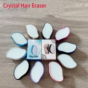 Crystal Hair Eraser Reutilizable Crystal Hair Remover Exfoliación mágica sin dolor Herramienta de depilación Afeitadora lavable amigable con la piel para mujeres Hombres Brazos, piernas, cara 14 colores