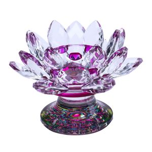 Crystal Lotus Flower Té de té Light Soporte de velas Budistas Decoración del hogar Centres de bodas Cañas en la caja de regalos 8 colores