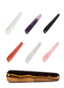 Crystal Massage Wand Natural Rose Quartz Amethyst Tiger Eye Slimming Face Magic Pleasure Wand for Women Massage Relaxation1439622