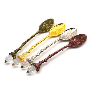 Crystal Retro Pattern Tea Spoon Sweet Coffee Cuon Honey Dessert Ice Ice Cream Scoop Teaspoon Table Vide Dh8754