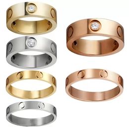 bagues en cristal bague à vis d'amour bagues pour hommes bijoux de créateurs de luxe classiques femmes alliage d'acier inoxydable plaqué or or argent rose ne se fanent jamais pas allergique 4/5/6mm