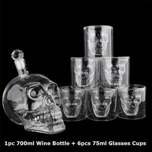 Crystal Skull Head S Glasses Top Set 700 ml Whisky Wilky Wine Verre Bottle 75 ml tasses Decanter Bar Home Bar Vodka Boire des tasses 210827304D