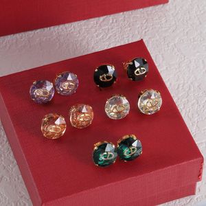 Boucles d'oreilles en cristal, or 18 carats, boucles d'oreilles de créateurs, luxe, mode, 5 couleurs, violet, noir, or, argent, vert, bijoux de créateur, de haute qualité, mariage, Noël, cadeaux