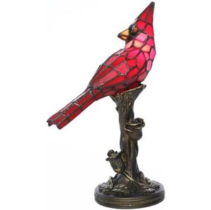 Lampe de Table en cristal, oiseau rouge Cardinal, vitrail, veilleuse pour chambre à coucher, décor de salon, 2203092254372