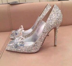 Zapatos de grado superior de cristal Zapatos de boda nupcial con flor Cuero genuino Tamaño pequeño grande 33 34 a 40 41