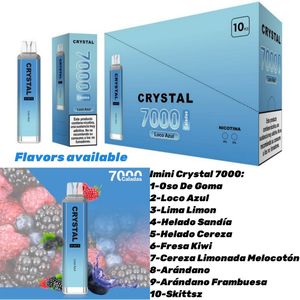 Crystal Vape Flashing imini 7000 Puffs Vapes Disposable Puff 12000 10000 8000 6000 RNM Tornado E Cigarette 1300mAh Batterie 16ml CARTES PRÉFILLÉS 15K 8K 7K POD VACTE